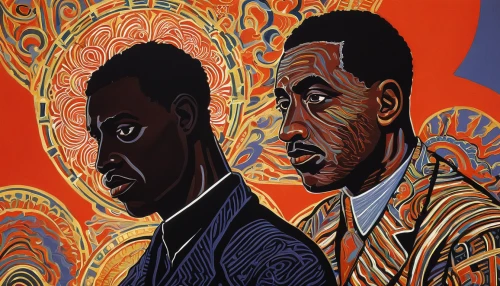 wright brothers,black businessman,black couple,african art,human rights icons,david bates,blues and jazz singer,gentleman icons,vincent van gough,popart,cool pop art,rwanda,murals,afroamerican,african businessman,mural,oddcouple,afro american,marsalis,oil on canvas,Illustration,Black and White,Black and White 21