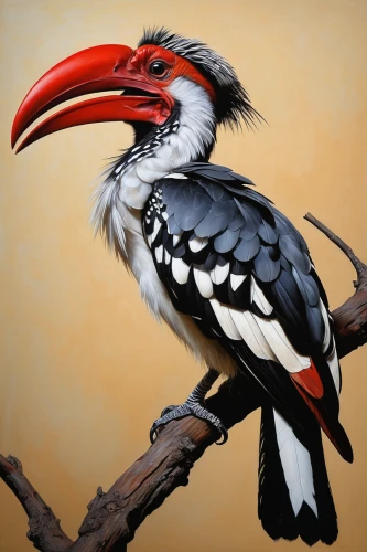 ivory-billed woodpecker,hornbill,yellowbilled hornbill,yellow-billed hornbill,oriental pied hornbill,malabar pied hornbill,lesser pied hornbill,woodpecker bird,woodpecker,bird painting,pileated woodpecker,pteroglossus aracari,swainson tucan,pteroglosus aracari,platycercus,laughing kookaburra,stork,kookaburra,australian bird,crane-like bird,Art,Classical Oil Painting,Classical Oil Painting 05