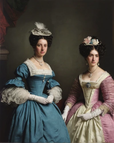 victorian fashion,two girls,the victorian era,19th century,young women,young couple,xix century,sisters,july 1888,mother and daughter,1900s,victorian style,franz winterhalter,gothic portrait,portraits,debutante,porcelain dolls,diademhäher,victorian lady,barberini,Photography,Fashion Photography,Fashion Photography 19
