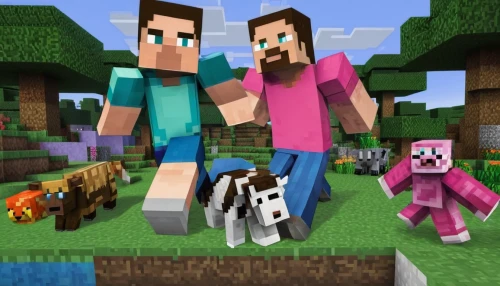 villagers,minecraft,farm pack,doggies,farm animals,cow-goat family,farmers,stable animals,pets,walking dogs,playing puppies,pet,pink family,two cows,grass family,my dog and i,domestic goats,companion dog,dogs,family portrait,Unique,Pixel,Pixel 03