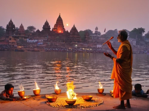 ganges,theravada buddhism,ganga,india,buddhists monks,diwali,myanmar,indian monk,kathmandu,hinduism,sadhu,hindu,dharma,cambodia,deepawali,sadhus,burma,bagan,the festival of colors,diwali festival,Art,Classical Oil Painting,Classical Oil Painting 12