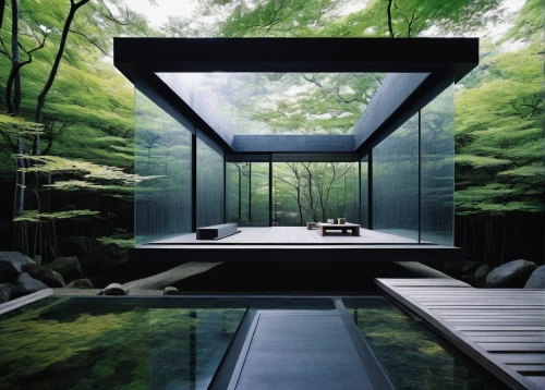 japanese architecture,mirror house,cubic house,infinity swimming pool,summer house,ryokan,inverted cottage,house in the forest,asian architecture,japanese zen garden,pool house,cube house,glass roof,frame house,landscape design sydney,archidaily,japanese-style room,zen garden,folding roof,timber house,Illustration,Paper based,Paper Based 22