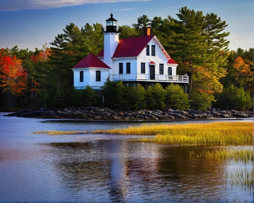 thimble islands,new england style house,new england,maine,summer cottage,vermont,house by the water,massachusetts,red lighthouse,boathouse,house with lake,cottage,crisp point lighthouse,fall landscape,fisherman's house,new england style,cape cod,bar harbor,cottagecore,granite island,Art,Artistic Painting,Artistic Painting 37