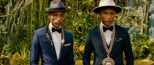 clones,businessmen,grooms,suit of spades,business men,young alligators,gentleman icons,great gatsby,oddcouple,wright brothers,clone,trumpet creepers,florists,wax figures,gatsby,mirror image,mariachi,madagascar,twins,mobster couple,Illustration,Realistic Fantasy,Realistic Fantasy 45