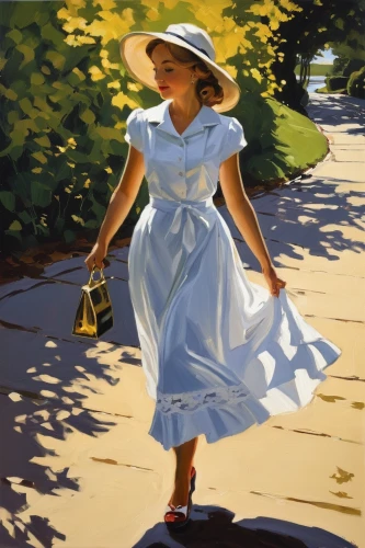 woman walking,girl walking away,girl in a long dress,oil painting,oil painting on canvas,carol m highsmith,little girl in wind,girl with bread-and-butter,carol colman,girl wearing hat,pedestrian,painting technique,woman with ice-cream,girl with tree,a girl in a dress,little girl running,girl in the garden,a pedestrian,the girl in nightie,girl picking flowers,Illustration,Abstract Fantasy,Abstract Fantasy 02