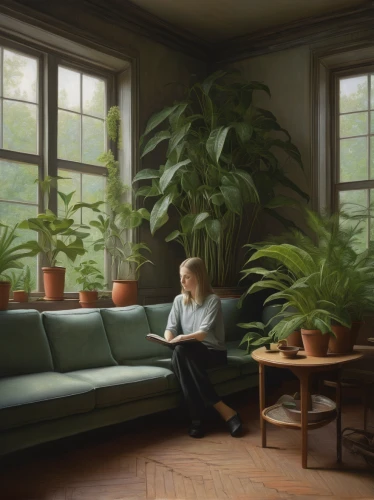 conservatory,houseplant,cloves schwindl inge,indoors,indoor,dandelion hall,house plants,woman sitting,potted plants,ikebana,girl studying,sitting room,therapy room,waiting room,carol m highsmith,carol colman,windowsill,livingroom,fern plant,the living room of a photographer,Conceptual Art,Daily,Daily 30