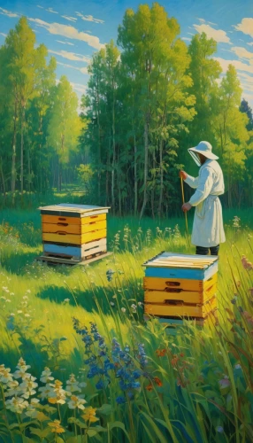 beekeeping,beekeepers,beekeeper,bee keeping,apiary,bee-keeping,bee farm,beehives,bee colonies,bee colony,honey bees,bee hive,bees pasture,bees,honeybees,swarm of bees,beekeeper plant,bee pasture,honey bee home,two bees,Art,Classical Oil Painting,Classical Oil Painting 27
