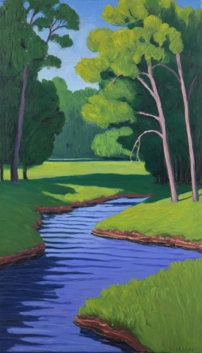 river landscape,brook landscape,small landscape,flowing creek,row of trees,green landscape,river cooter,a river,riverbank,freshwater marsh,salt meadow landscape,forest landscape,river pines,aura river,riparian forest,bayou,river course,oxbow lake,river juniper,watercourse,Art,Artistic Painting,Artistic Painting 09