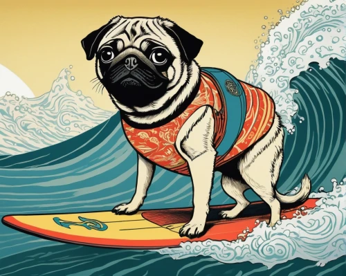 pug,surfing,surfer,surfboard shaper,surf,surfboard,dog illustration,surfboat,surfboards,surfers,stand up paddle surfing,cool woodblock images,water dog,dog in the water,surfing equipment,surfboard wax,water sports,dog cartoon,pet vitamins & supplements,dogue,Illustration,Black and White,Black and White 19