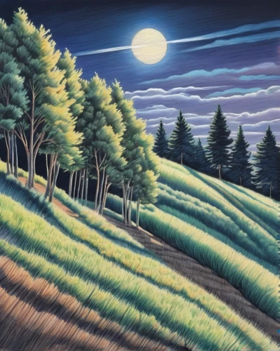 david bates,salt meadow landscape,rural landscape,farm landscape,straw field,forest landscape,night scene,moonlit night,hare field,yamada's rice fields,grant wood,furrows,ricefield,lunar landscape,purple landscape,furrow,meadow in pastel,cultivated field,barley field,moonlit,Conceptual Art,Daily,Daily 17