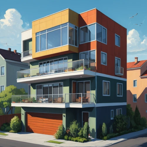 apartment building,apartment house,an apartment,apartment block,townhouses,houses clipart,sky apartment,cubic house,apartments,residential,apartment complex,mixed-use,house painting,modern house,apartment buildings,apartment-blocks,shared apartment,balconies,crane houses,modern architecture,Conceptual Art,Fantasy,Fantasy 14