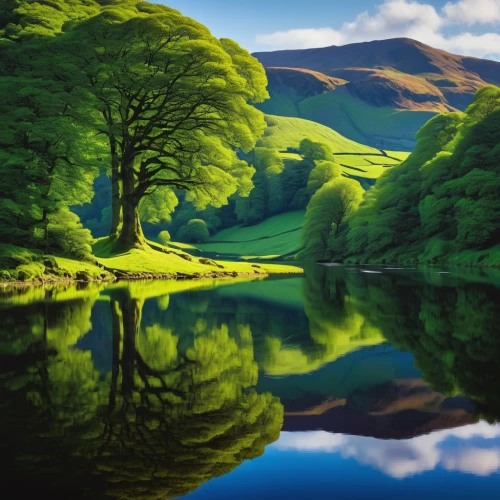 green trees with water,lake district,green landscape,green trees,peak district,ireland,reflections in water,reflection in water,northern ireland,water reflection,scottish highlands,wales,beautiful landscape,landscapes beautiful,yorkshire dales,nature landscape,landscape background,scotland,loch,green forest,Conceptual Art,Daily,Daily 29