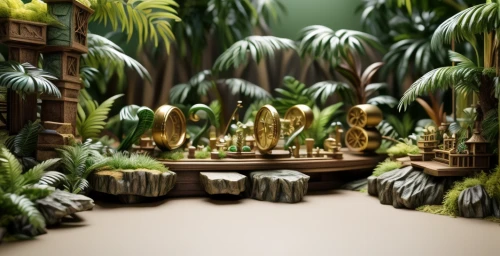 bamboo plants,vertical chess,palm garden,3d fantasy,3d render,palm forest,cartoon forest,diorama,3d rendering,chessboards,exotic plants,3d rendered,bamboo forest,forest glade,mini golf course,jungle,fairy forest,elven forest,tropical and subtropical coniferous forests,garden of plants