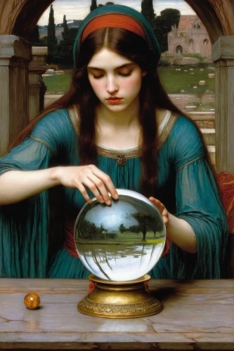 crystal ball,crystal ball-photography,glass sphere,woman at the well,glass ball,waterglobe,glass signs of the zodiac,globe,glass harp,parabolic mirror,fortune teller,refraction,geocentric,globes,ball fortune tellers,terrestrial globe,looking glass,yard globe,mirror in a drop,bouguereau,Illustration,Paper based,Paper Based 28