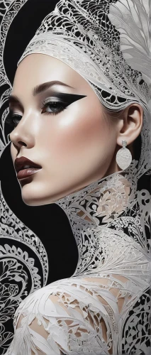 fashion illustration,the carnival of venice,venetian mask,feather headdress,headdress,fashion vector,mourning swan,masquerade,bridal clothing,silver lacquer,silvery,filigree,black swan,fashion design,art deco woman,white swan,masque,image manipulation,bridal accessory,white feather,Photography,General,Natural