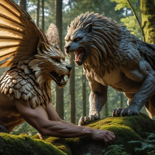 forest king lion,gryphon,griffon bruxellois,she feeds the lion,mowgli,two lion,to roar,griffin,predation,predators,roar,king of the jungle,animal film,roaring,digital compositing,two wolves,lion father,woodland animals,stone lion,the wolf pit,Photography,General,Natural
