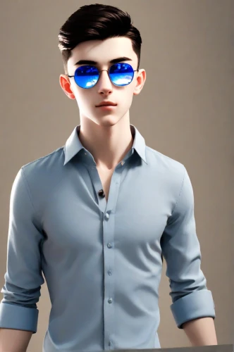 3d man,male model,male character,male elf,ryan navion,jonas brother,stylish boy,3d rendered,main character,blue-collar worker,white-collar worker,male person,pompadour,blur office background,3d model,boy model,dress shirt,sunglasses,ceo,ken