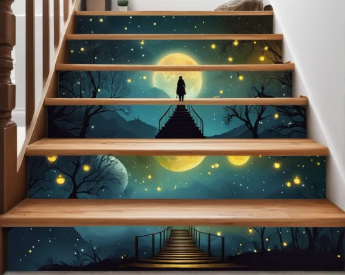 stairway,stairway to heaven,stairs,staircase,stair,outside staircase,wooden stairs,girl on the stairs,stairwell,sci fiction illustration,winding steps,steps,wall sticker,heavenly ladder,fantasy art,stone stairs,stone stairway,fantasy picture,the mystical path,wall decoration,Illustration,Abstract Fantasy,Abstract Fantasy 01