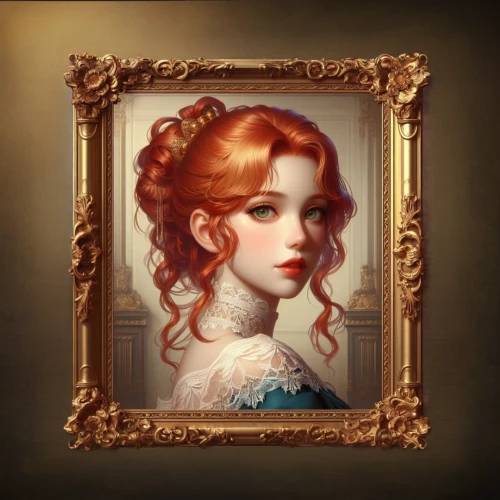 custom portrait,victorian lady,romantic portrait,art nouveau frame,art nouveau frames,copper frame,ivy frame,portrait background,gothic portrait,fantasy portrait,rose frame,merida,beautiful frame,frame illustration,art deco frame,artist portrait,gold frame,retro frame,portrait of a girl,transistor