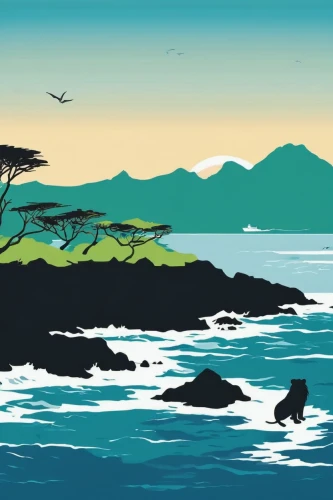 tofino,pacific coastline,yakushima,coastal landscape,an island far away landscape,islands,kei islands,pebble beach,cool woodblock images,coastal and oceanic landforms,bird island,mendocino,pacific,archipelago,navajo bay,background vector,mountain and sea,ruby beach,ocean background,shimane peninsula,Illustration,Vector,Vector 01