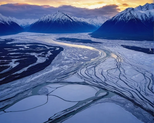 braided river,south island,glacial landform,alaska,new zealand,tanana river,glacial melt,ice landscape,yukon territory,tibet,mt cook,pamir,kamchatka,xinjiang,the pamir mountains,baffin island,kirkjufell river,inner mongolian beauty,british columbia,altai,Conceptual Art,Sci-Fi,Sci-Fi 07