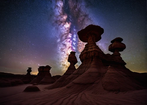 the atacama desert,astronomy,the milky way,pillars of creation,milkyway,milky way,atacama,atacama desert,hoodoos,galaxy collision,cosmic flower,alien planet,starscape,astrophotography,fairy galaxy,astronomer,alien world,scene cosmic,asterales,celestial phenomenon,Illustration,Paper based,Paper Based 13