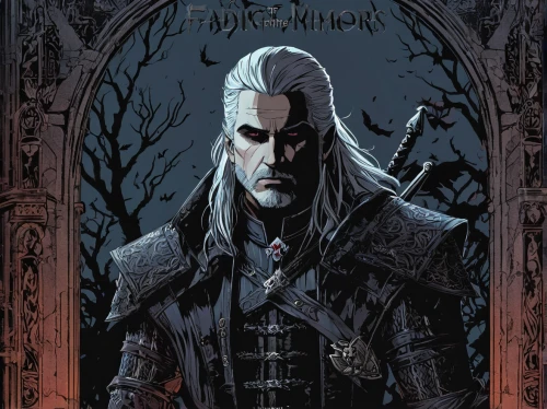 witcher,dark elf,elven,carpathian,hall of the fallen,father frost,the collector,eastern grey,gothic portrait,dracula,lokportrait,bishop,heroic fantasy,king of the ravens,male elf,haighlander,dunun,end-of-admoria,elder,the ruler,Illustration,Realistic Fantasy,Realistic Fantasy 46