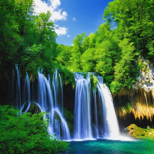 plitvice,green waterfall,waterfalls,water fall,brown waterfall,waterfall,erawan waterfall national park,krka national park,green trees with water,beautiful landscape,wasserfall,cascading,landscapes beautiful,water falls,nature landscape,mountain spring,background view nature,croatia,natural scenery,falls,Art,Artistic Painting,Artistic Painting 36