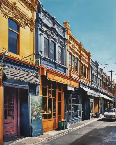 fitzroy,watercolor shops,ohio paint street chillicothe,richmond,store fronts,oamaru,st kilda,glebe,gladesville,port melbourne,street scene,toowoomba,facade painting,colored pencil background,parkersburg,1955 montclair,laneway,greystreet,virginia city,old linden alley,Illustration,Realistic Fantasy,Realistic Fantasy 15