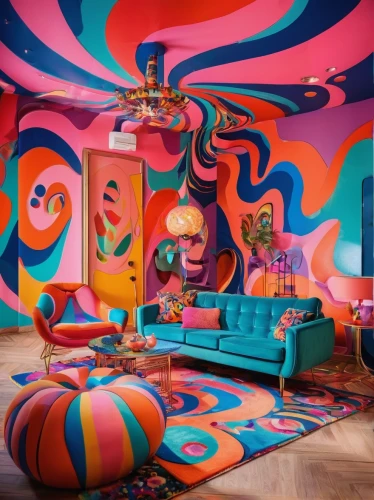 psychedelic art,great room,psychedelic,colorful spiral,ufo interior,garish,interior design,color wall,kids room,60s,colorful,modern decor,deco,colourful,the little girl's room,living room,children's bedroom,creative office,children's room,interior decoration,Conceptual Art,Oil color,Oil Color 23