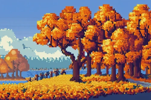 autumn trees,fall landscape,autumn forest,autumn landscape,autumn background,autumn tree,trees in the fall,autumn mountains,autumn theme,golden autumn,autumn scenery,the trees in the fall,pixel art,autumn frame,autumn idyll,autumn camper,mushroom landscape,autumn day,tree grove,golden trumpet trees,Unique,Pixel,Pixel 01