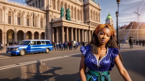 nigeria woman,african woman,artificial hair integrations,digital compositing,girl in a historic way,nigeria,3d rendering,paris clip art,city ​​portrait,image manipulation,cuba background,african american woman,a pedestrian,woman walking,monarch online london,sightseeing,travel woman,businesswoman,girl walking away,photoshop manipulation