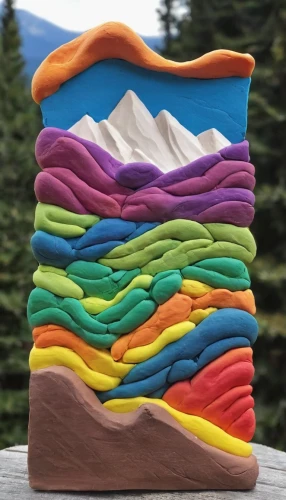 rainbow cake,sheet cake,colored icing,mountainous landforms,marshmallow art,baked alaska,art soap,stack cake,colorful pasta,rainbow waves,clay packaging,colored rock,layer cake,mountain range,glacial landform,mountain peak,landform,stacked rock,topography,chalk stack,Unique,3D,Clay