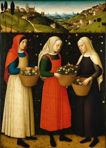wine harvest,bellini,candlemas,work in the garden,grape harvest,harvest festival,st martin's day,medieval market,picking vegetables in early spring,girl picking apples,mulberry family,florists,nuns,basket of apples,cart of apples,all saints' day,the annunciation,celebration of witches,fruit market,soup kitchen,Art,Classical Oil Painting,Classical Oil Painting 22