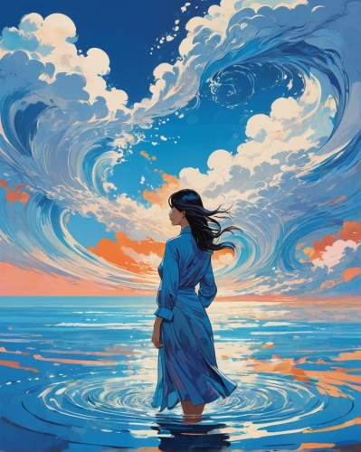 the wind from the sea,ocean,ocean waves,ocean blue,wind wave,the endless sea,blue waters,sea breeze,ocean background,sea,exploration of the sea,tidal wave,world digital painting,water waves,moana,mother earth,sea landscape,blue painting,japanese waves,adrift,Illustration,Vector,Vector 07