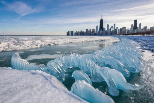 great lakes,lake michigan,ice landscape,ice floe,ice floes,frozen lake,frozen ice,lake shore,lakeshore,ice castle,artificial ice,chicago skyline,chicago,ice wall,ice bears,lake ontario,frozen water,sea ice,water glace,ice cubes,Conceptual Art,Sci-Fi,Sci-Fi 24