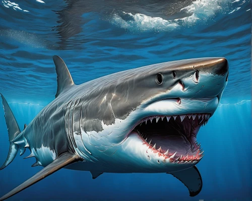 great white shark,bull shark,sand tiger shark,tiger shark,shark,requiem shark,jaws,hammerhead,bronze hammerhead shark,sharks,sea animals,marine animal,cetacea,remora,marine reptile,snarling,big-game fishing,skipjack,sea animal,thunnus,Conceptual Art,Daily,Daily 25