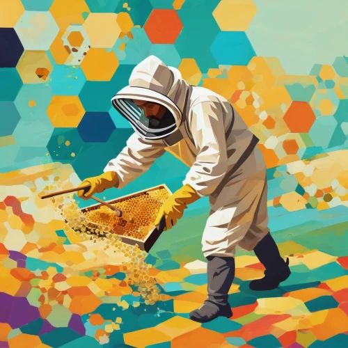 beekeeper,beekeepers,beekeeping,honeycomb,building honeycomb,bee keeping,bee colonies,swarm of bees,spraying,beeswax,bee colony,honeycomb grid,honeybees,honeycomb structure,bee-keeping,bee hive,apiary,sawdust,yeast extract,bees,Illustration,Vector,Vector 07