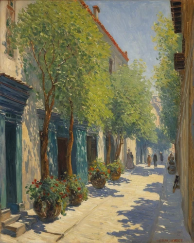 street scene,arles,l'isle-sur-la-sorgue,aix-en-provence,narrow street,old linden alley,source de la sorgue,the street,partiture,village street,leclerc,village scene,marseille,lev lagorio,the cobbled streets,st-denis,lapereau,boulevard,braque du bourbonnais,street view,Art,Artistic Painting,Artistic Painting 04