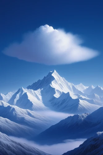 cloud mountain,snow mountains,cloud mountains,snow mountain,mount everest,snow landscape,snowy mountains,mountain landscape,landscape mountains alps,stratovolcano,mountain peak,himalayas,mountainous landscape,himalayan,himalaya,giant mountains,monte rosa,mountains snow,mountain scene,mountain tundra,Illustration,Abstract Fantasy,Abstract Fantasy 20