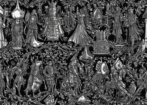 buddhist hell,danse macabre,vestment,tapestry,death's-head,paisley digital background,sepulchre,all saints' day,biomechanical,cloth,dance of death,seamless texture,woodcut,catacombs,fabric design,carcass,hierarchic,autopsy,mandelbulb,the court sandalwood carved,Illustration,Black and White,Black and White 09