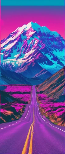 mountain road,mountain highway,road,alpine drive,open road,roads,neon arrows,the road,highway,aesthetic,retro background,purple landscape,road forgotten,long road,mountain pass,empty road,road to nowhere,vapor,mountains,detour,Conceptual Art,Sci-Fi,Sci-Fi 28