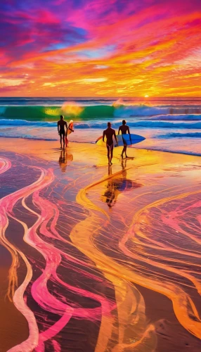 splendid colors,intense colours,colorful water,beautiful beaches,rainbow waves,colorful light,beach landscape,pink beach,vibrant color,beautiful beach,colorful background,south australia,australia,sunset beach,the festival of colors,colorful life,byron bay,coral pink sand dunes,sunrise beach,new south wales,Conceptual Art,Oil color,Oil Color 23