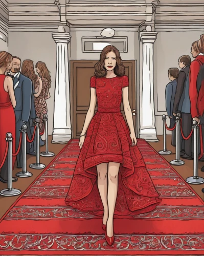 red gown,man in red dress,lady in red,red coat,red dress,fashion illustration,girl in red dress,in red dress,scarlet witch,dress to the floor,red shoes,red velvet,red carpet,poppy red,diamond red,fashion vector,red cape,catwalk,ruby red,vanity fair,Illustration,Black and White,Black and White 14