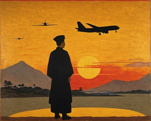 travel poster,aso kumamoto sunrise,aeroplane,graduate silhouettes,japan airlines,wright brothers,hiroshima,airfield,haneda,cd cover,cool woodblock images,aviation,airliner,ica - peru,matruschka,departure,film poster,airline travel,airplanes,air transportation,Art,Classical Oil Painting,Classical Oil Painting 30