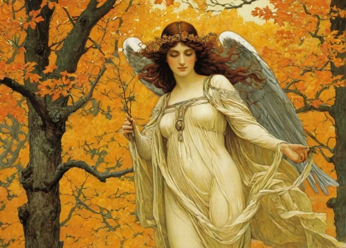 mucha,golden autumn,autumn icon,angel playing the harp,the angel with the veronica veil,light of autumn,the autumn,angel,baroque angel,autumn idyll,faerie,venus,the angel with the cross,angel's trumpets,golden october,vintage angel,autumn gold,autumnal,artemisia,pumpkin autumn,Illustration,Retro,Retro 01