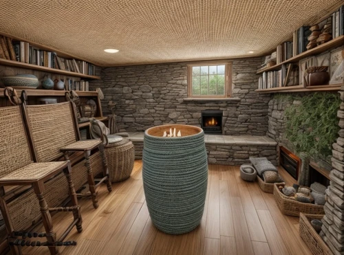 wooden sauna,stone oven,inverted cottage,wood stove,wood-burning stove,fireplace,pizza oven,small cabin,fire place,cabin,wine barrel,charcoal kiln,wine cellar,brick-kiln,mid century house,tile kitchen,fireplaces,masonry oven,sauna,vaulted cellar,Interior Design,Living room,Farmhouse,Galician Style