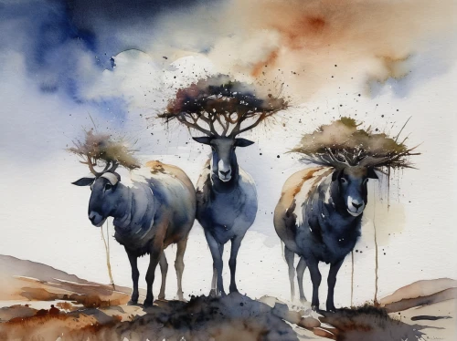 wild sheep,antelopes,whimsical animals,cameroon sheep,watercolour,hartebeest,ink painting,ruminants,horned cows,two sheep,pere davids deer,sheep portrait,mountain sheep,pair of ungulates,mountain cows,herd of goats,watercolor painting,stag,ruminant,watercolor,Photography,Black and white photography,Black and White Photography 07