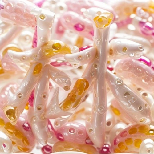 gelatin,gelatin dessert,gel capsules,close up stamens,cellophane noodles,rainbeads,glass noodle salad,wet water pearls,acacia resin,salt pretzels,squid rings,gummies,resin,softgel capsules,jalebi,upper resin,stick candy,consommé,jellies,strozzapreti