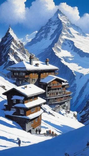 zermatt,alpine village,ortler winter,mountain huts,grindelwald,ski resort,gornergrat,monte rosa hut,schilthorn,mountain hut,monte-rosa-group,alpine hut,alpine style,monte rosa,alpine region,ski station,arlberg,ortler,alphütte,eiger,Illustration,Realistic Fantasy,Realistic Fantasy 04